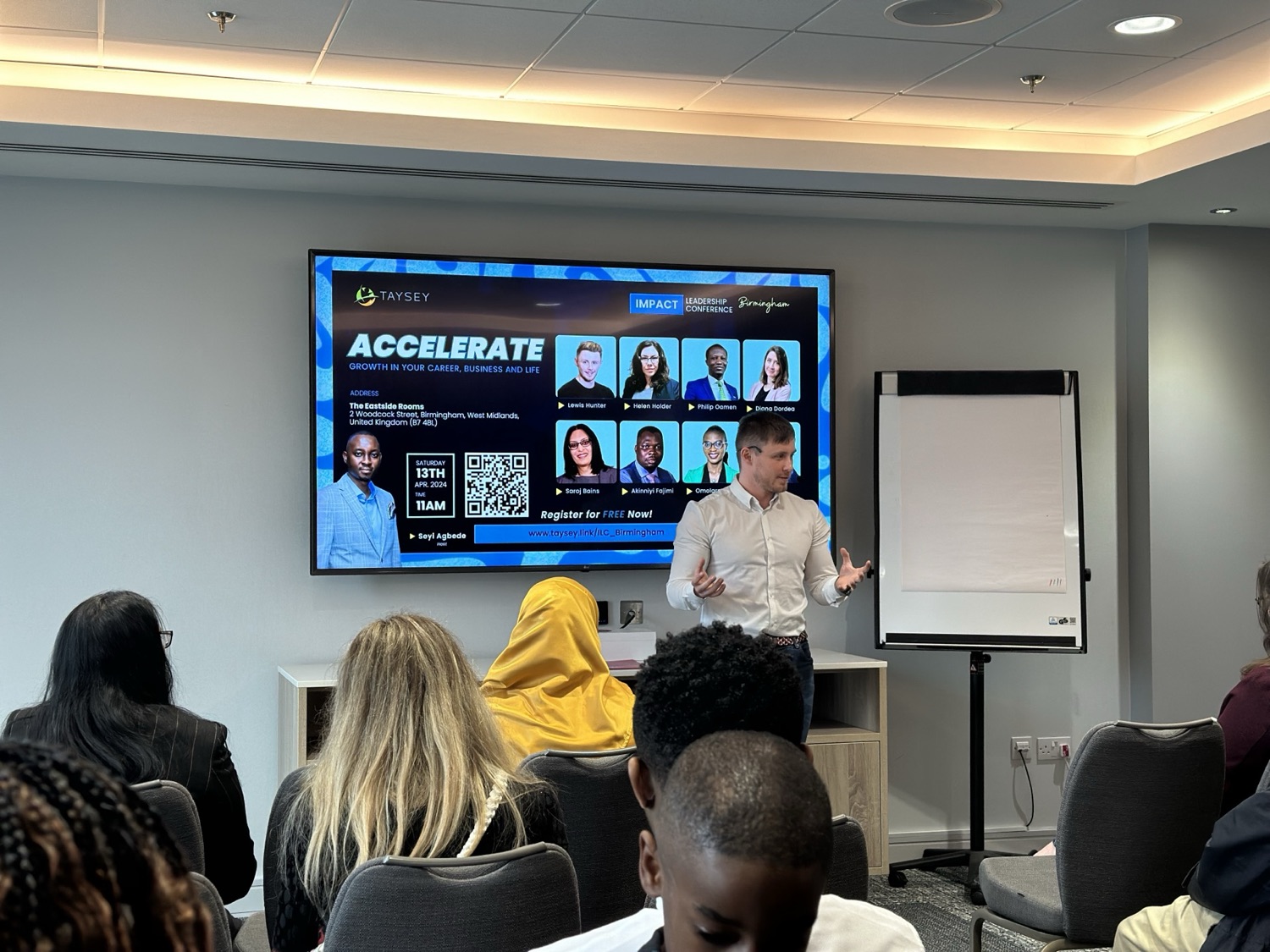 Lewis Hunter speaking at the Accelerate leadership conference in Birmingham